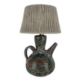 Vintage ceramic lamp jug fat lava and cotton shade