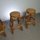 3 x bamboo stool with leather laces / 70s