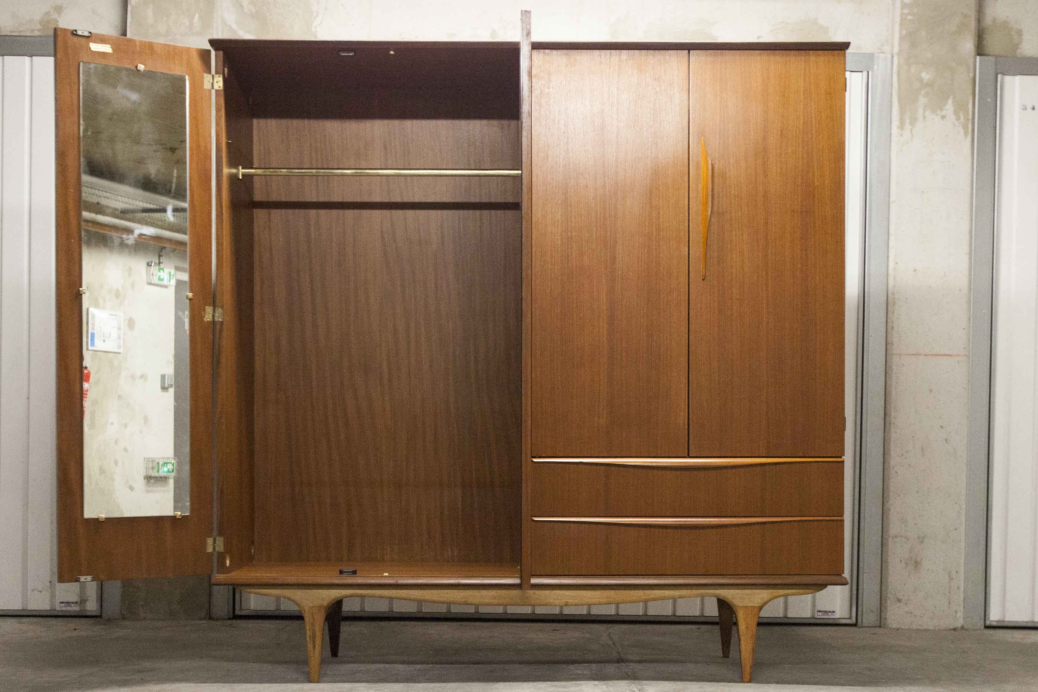 Scandinavian teak cabinet 1960 with mounting plan