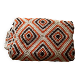 Orange and brown crochet throw