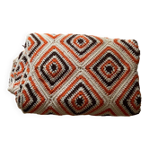 Orange and brown crochet throw