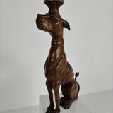 Hand-carved wooden greyhound statue - 20th century