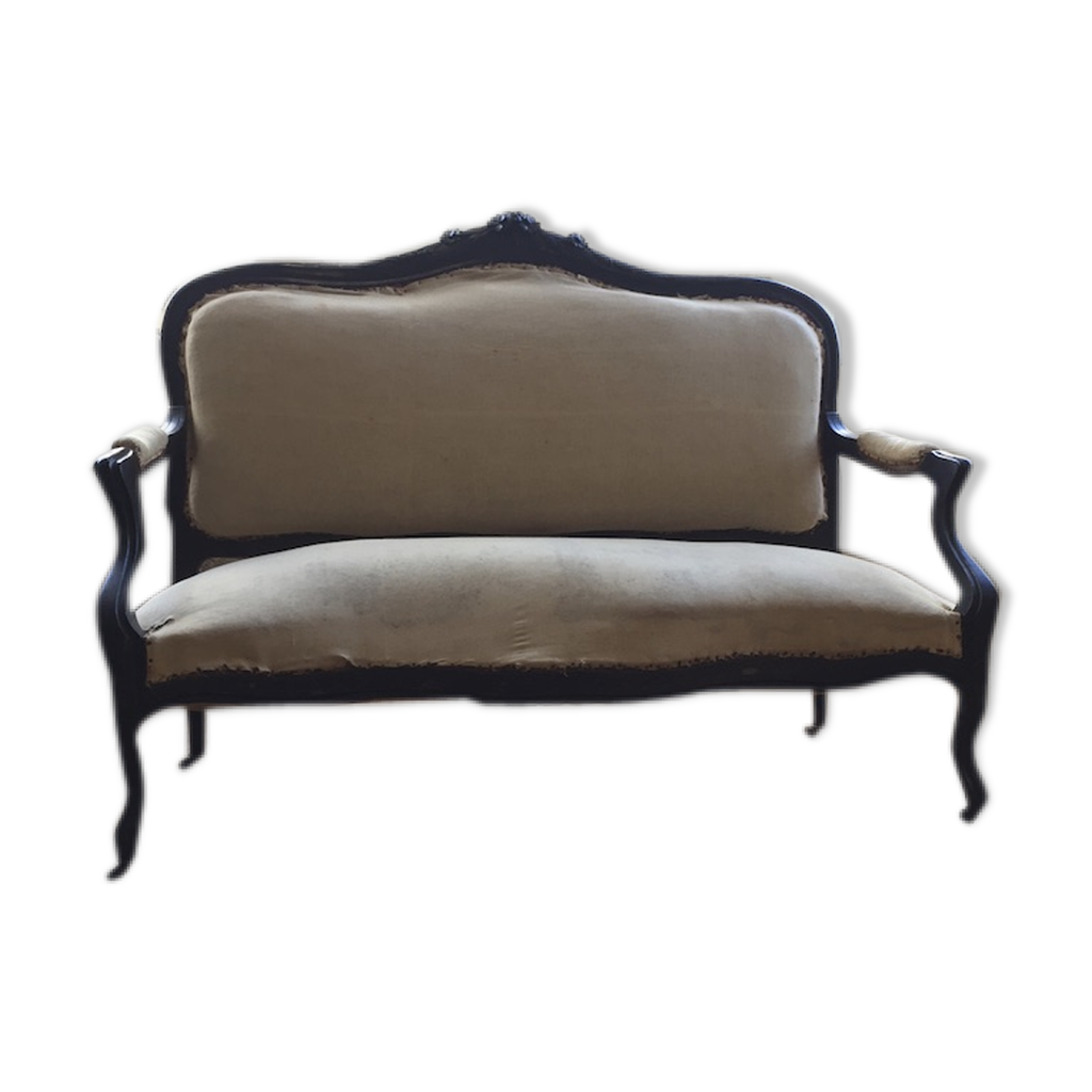 Banquette 3 Places Style Napoléon III – Velours Rouge, L180 L74 H87 (occasion)