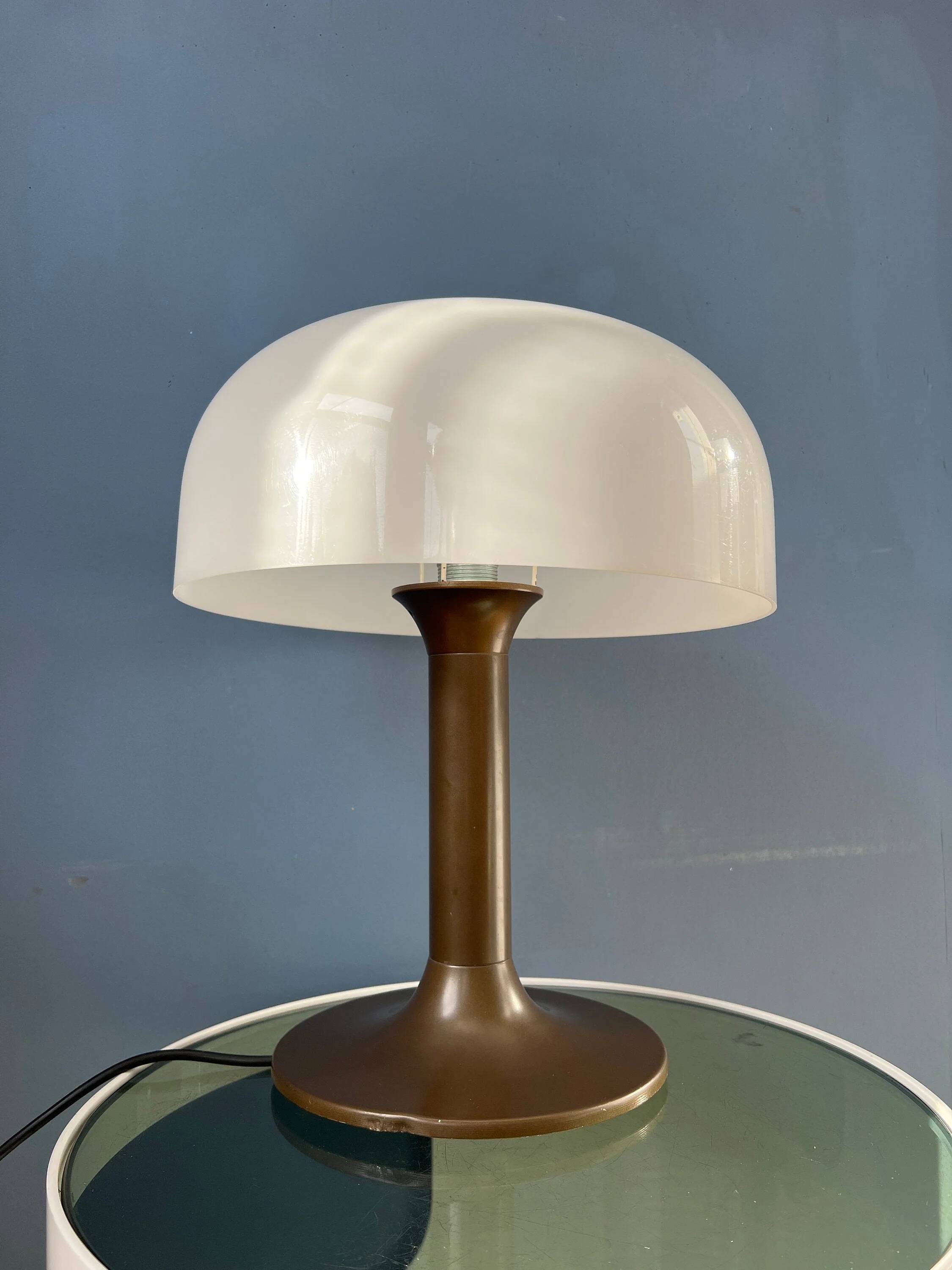 Brown and white Space Age Mid-Century mushroom table lamp