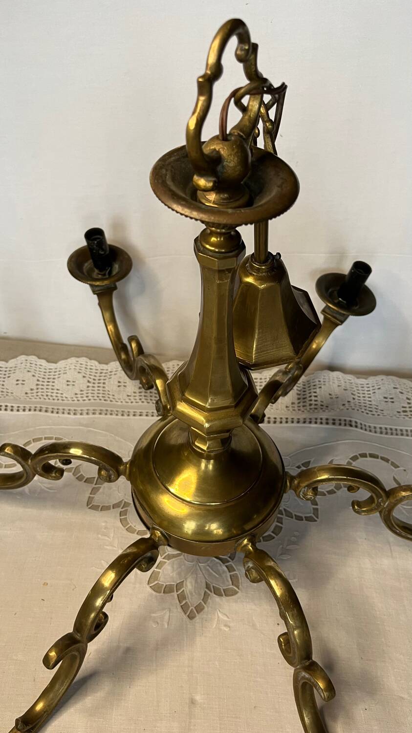 Vintage 6-arm copper chandelier