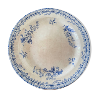 Plat de service faïence bleue anglaise Staffordshire, XIXème