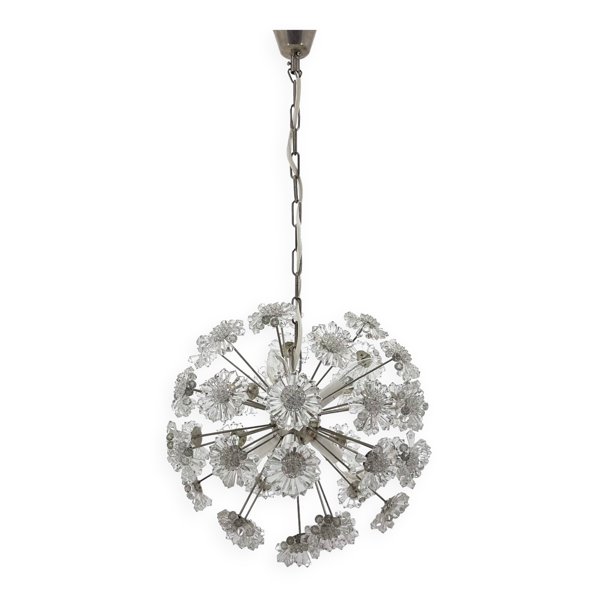 Design Space age Dandelion / Sputnik Chandelier by Preciosa, 1970s