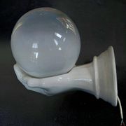 Giant hand-applied white ceramic Art Deco lamp.