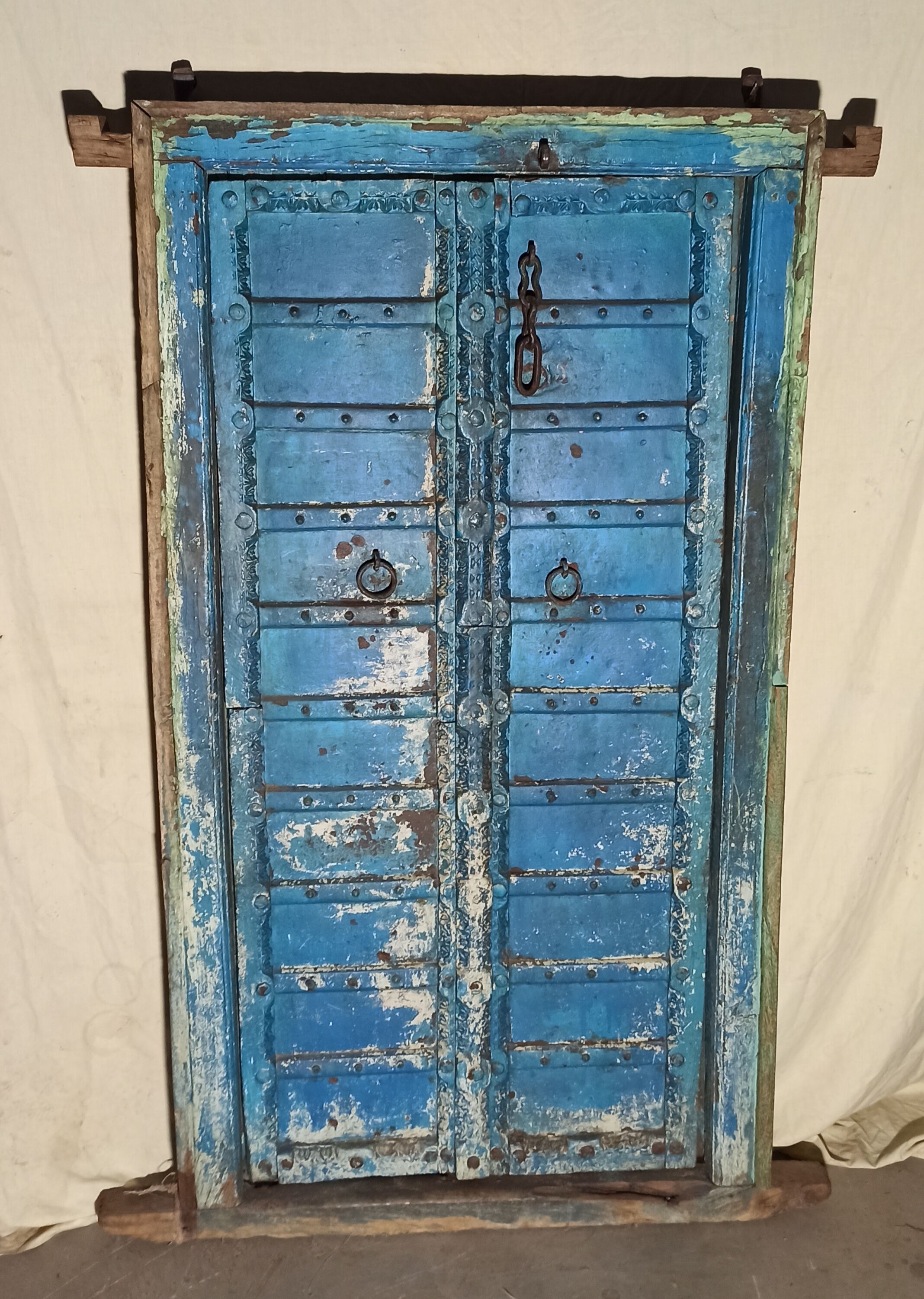 Old door in blue wood