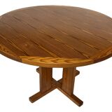 Vintage Design Pine Dining Table, Oval Table from the 1970s
