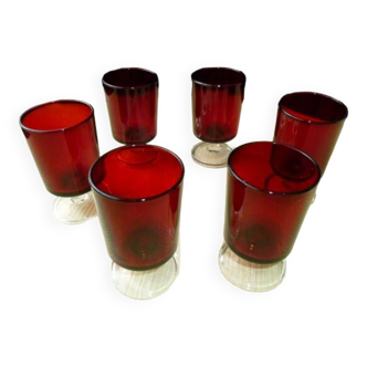 6 Verres à vin vintage Luminarc  Couleur rubis