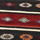 Turkish Red & Black Striped Vintage Kilim Rug, 168x228Cm