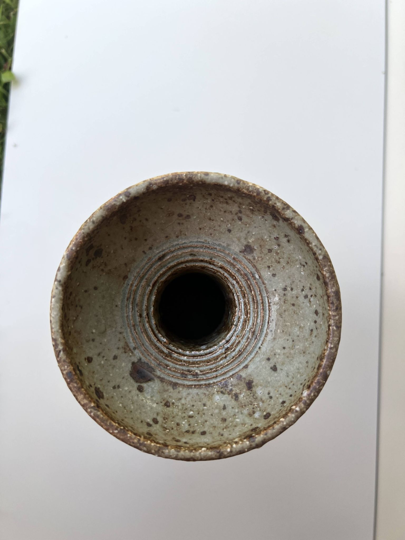 Glazed stoneware vase-candle holder, Alain Blanchard, Poterie du Méjou 1970