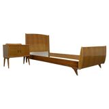 Single Bed and Nightstand attributed to Gio Ponti, 1940s, Set of 2