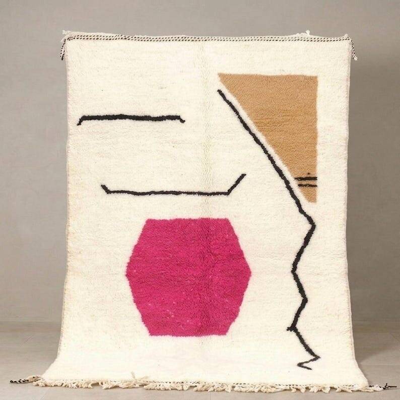 Natural wool rug, authentic handmade fabric, size 1.5/2.5 m.