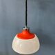 Suspension Space Age massive in white plexiglass Mid-Century with a red top cap.