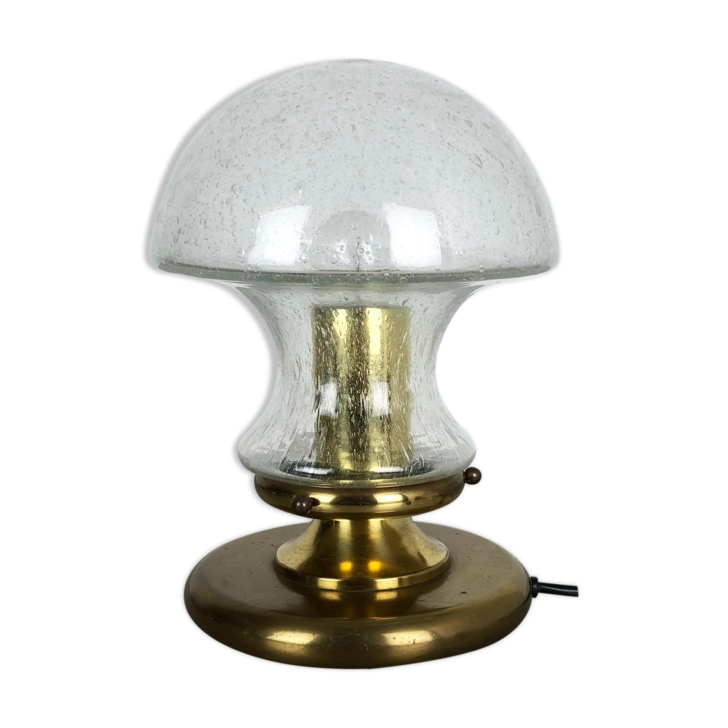 Modernist Glass and Brass Mushroom Table Light by Doria Lights, 1970s, Germany