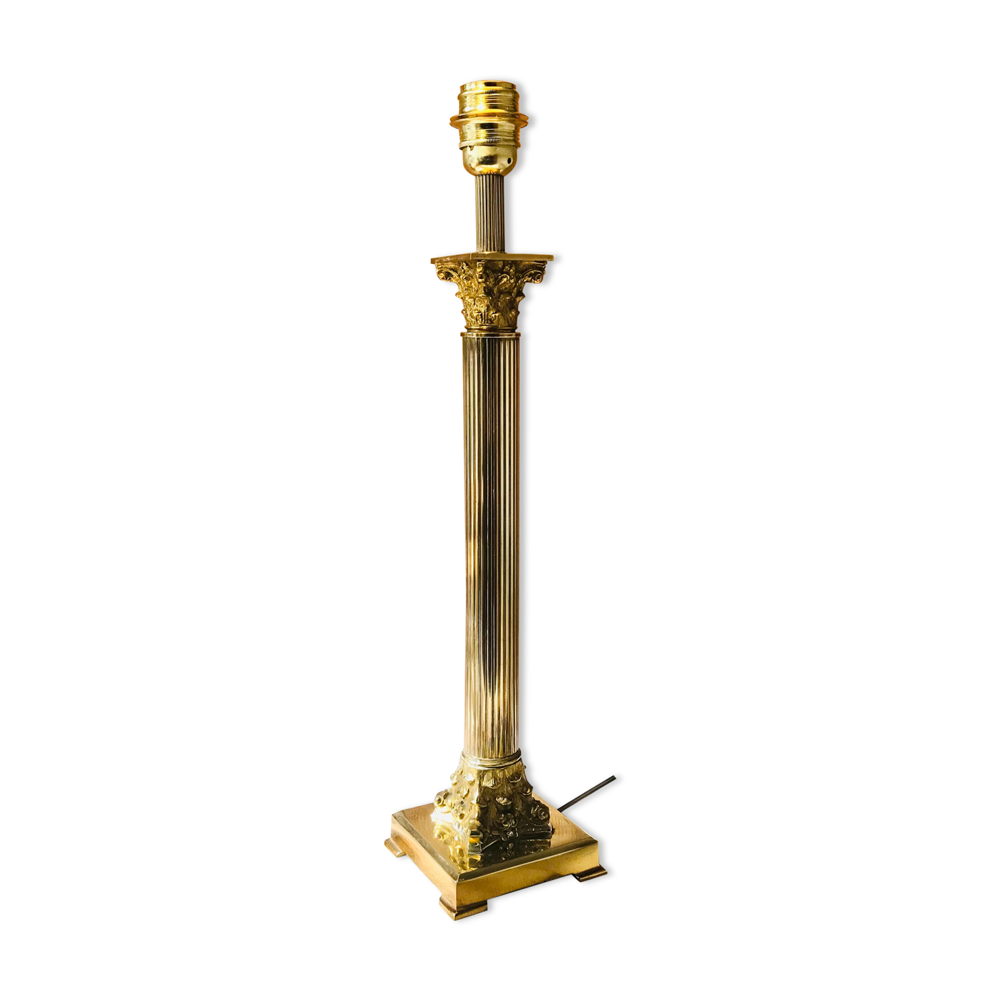 Corinthian column lamp in vintage brass
