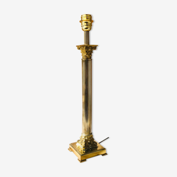 Corinthian column lamp in vintage brass
