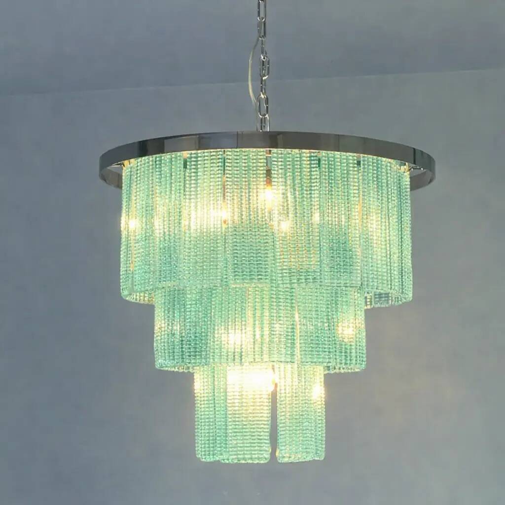 Modern Sea Green Murano Glass Sputnik Chandelier, Italian SimoEng, Mazzega