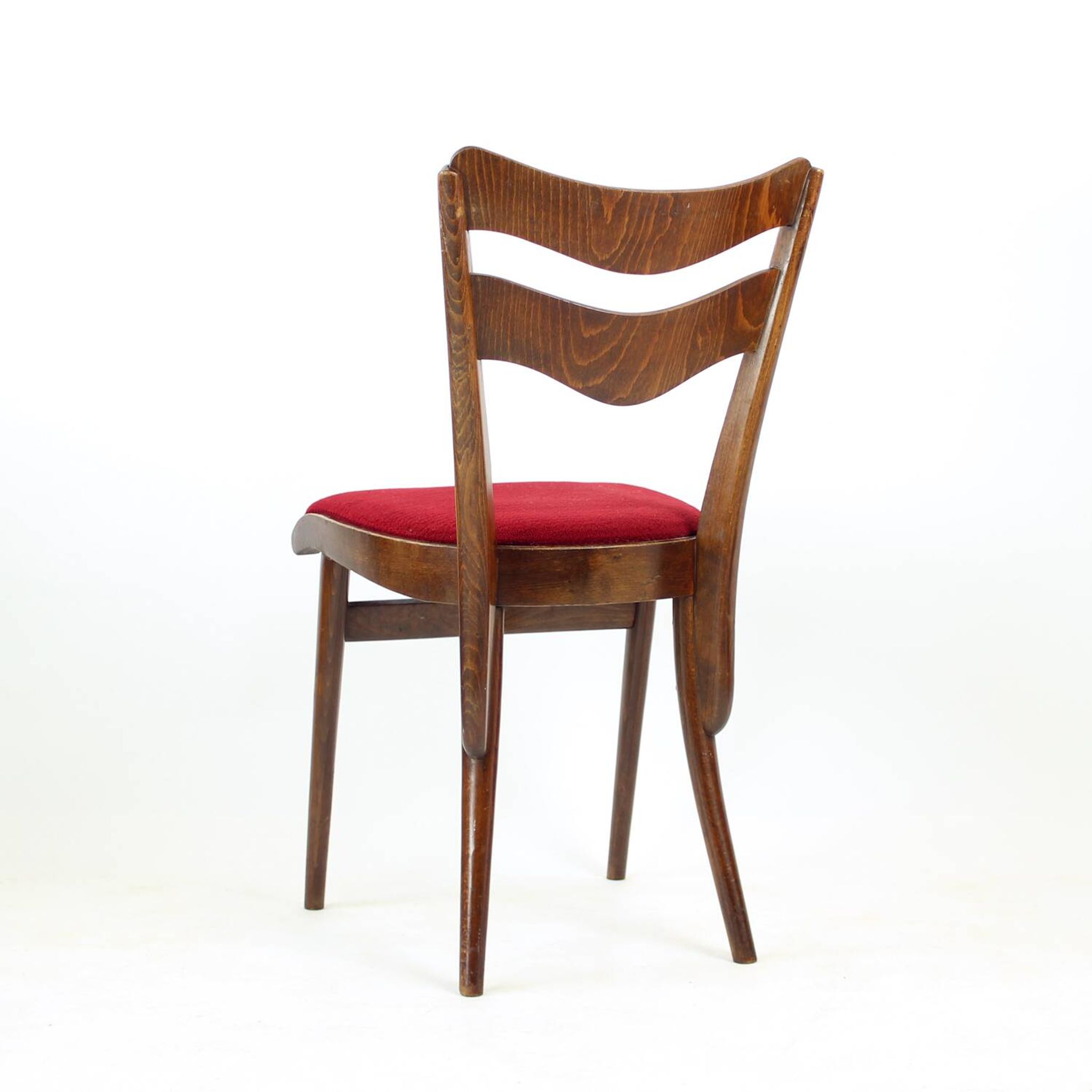 Set Of 4 Dining Chairs In Oak & Walnut, Czechoslovakia 1960s