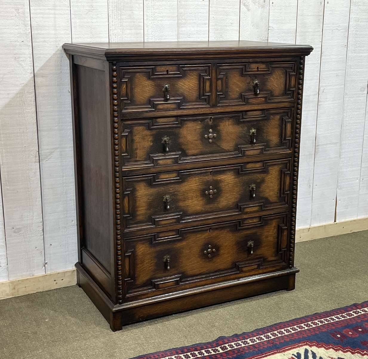 1950s English oak chest of drawers