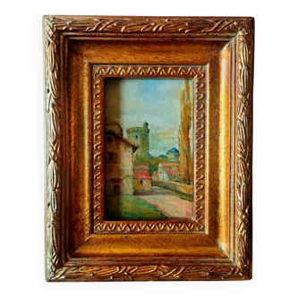Painting signed hr. greitz? – oil on panel – view of a village