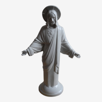 Statue Christ Rédempteur porcelaine signée VTM