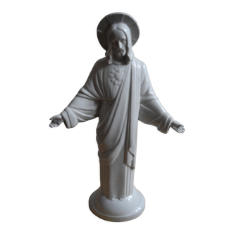 Statue Christ Rédempteur porcelaine signée VTM