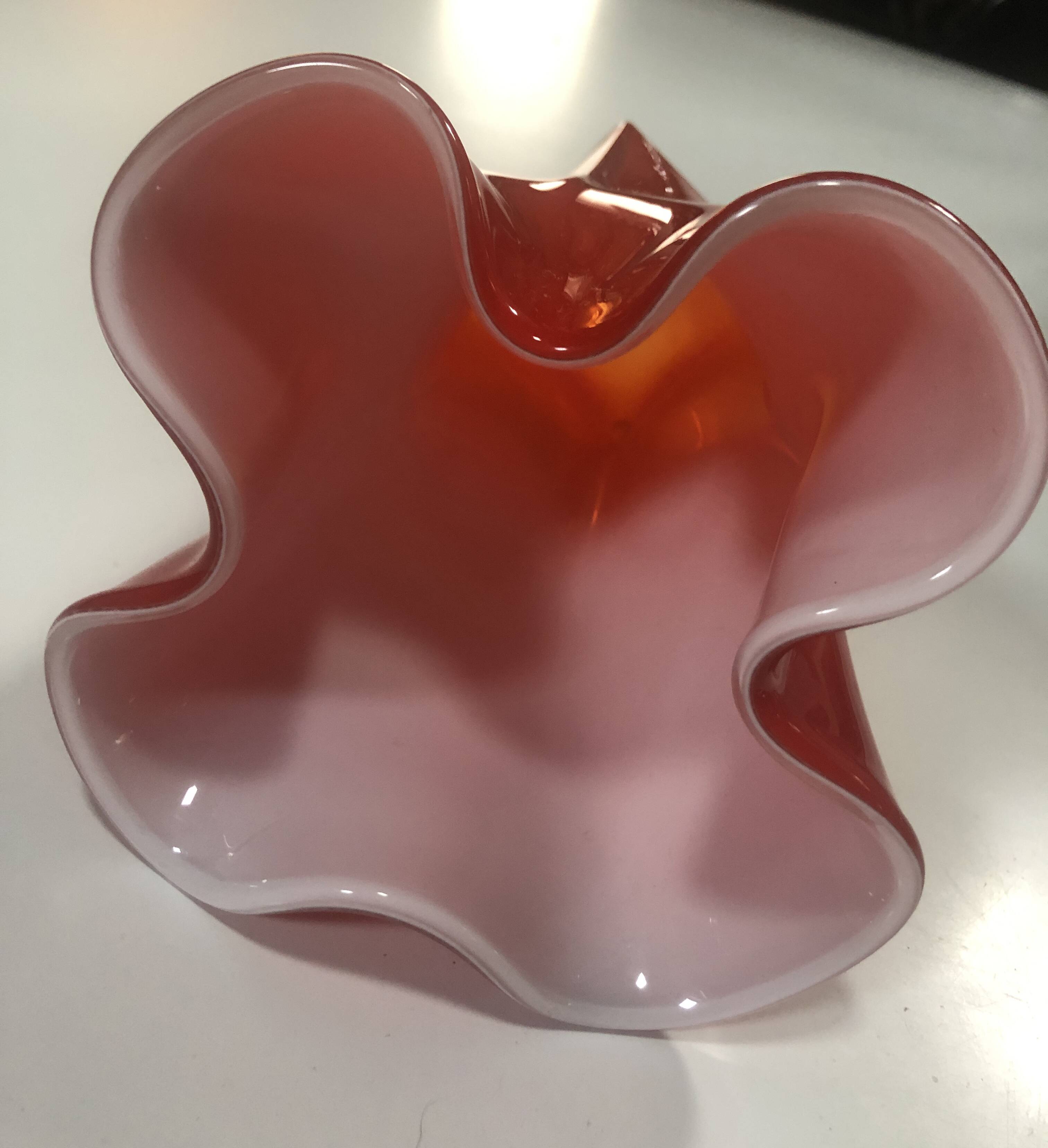 Vintage Handkerchief Vase • Incamiciato • Murano Glass • 1960