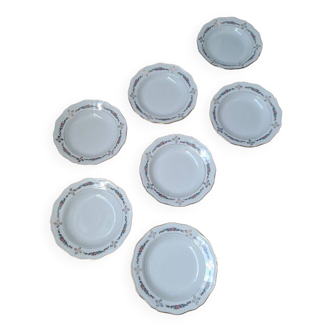 Set of 7 L'Amandinoise Boucaud porcelain plates