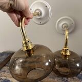 Pair of smoked glass wall lights