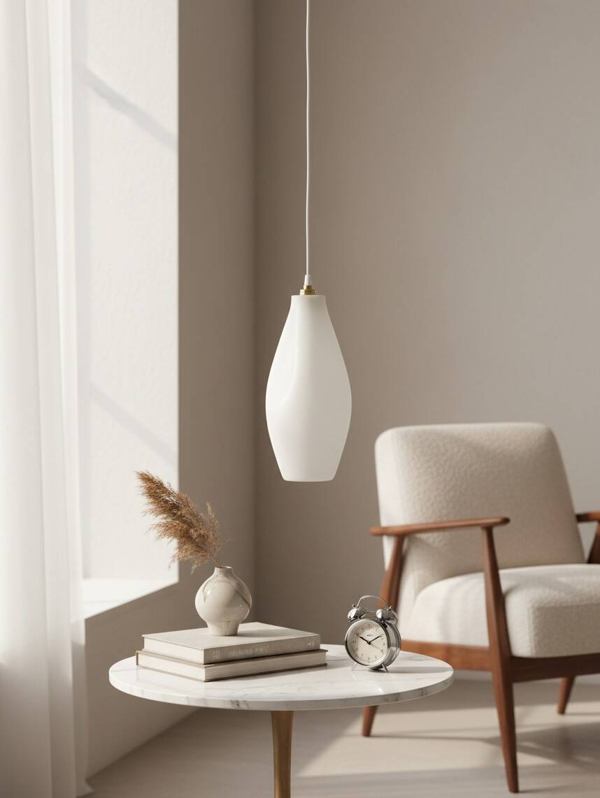 Modernist suspension in blown opaline with a marbled effect and brass – 1930s