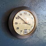 Vintage formica clock round silent wall clock "Bayard golden black"