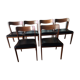 Suite de 6 chaises scandinaves en teck et skai noir