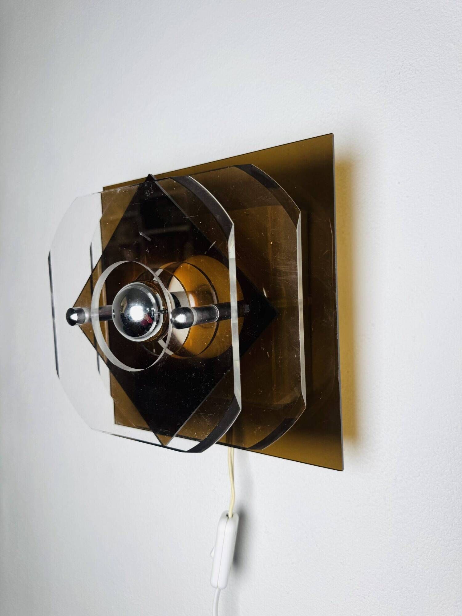 Geometric Space Age Wall Lamps In Layered Plexiglass By Herda Verlichting, The Netherlands 1970S