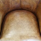 Fauteuil, chaise d'appoint en cuir marron