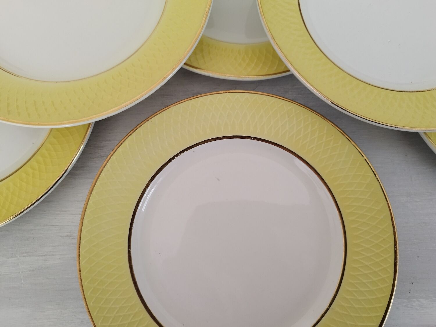 Flat Faience Plates Orchies Moulin des Loups Vintage