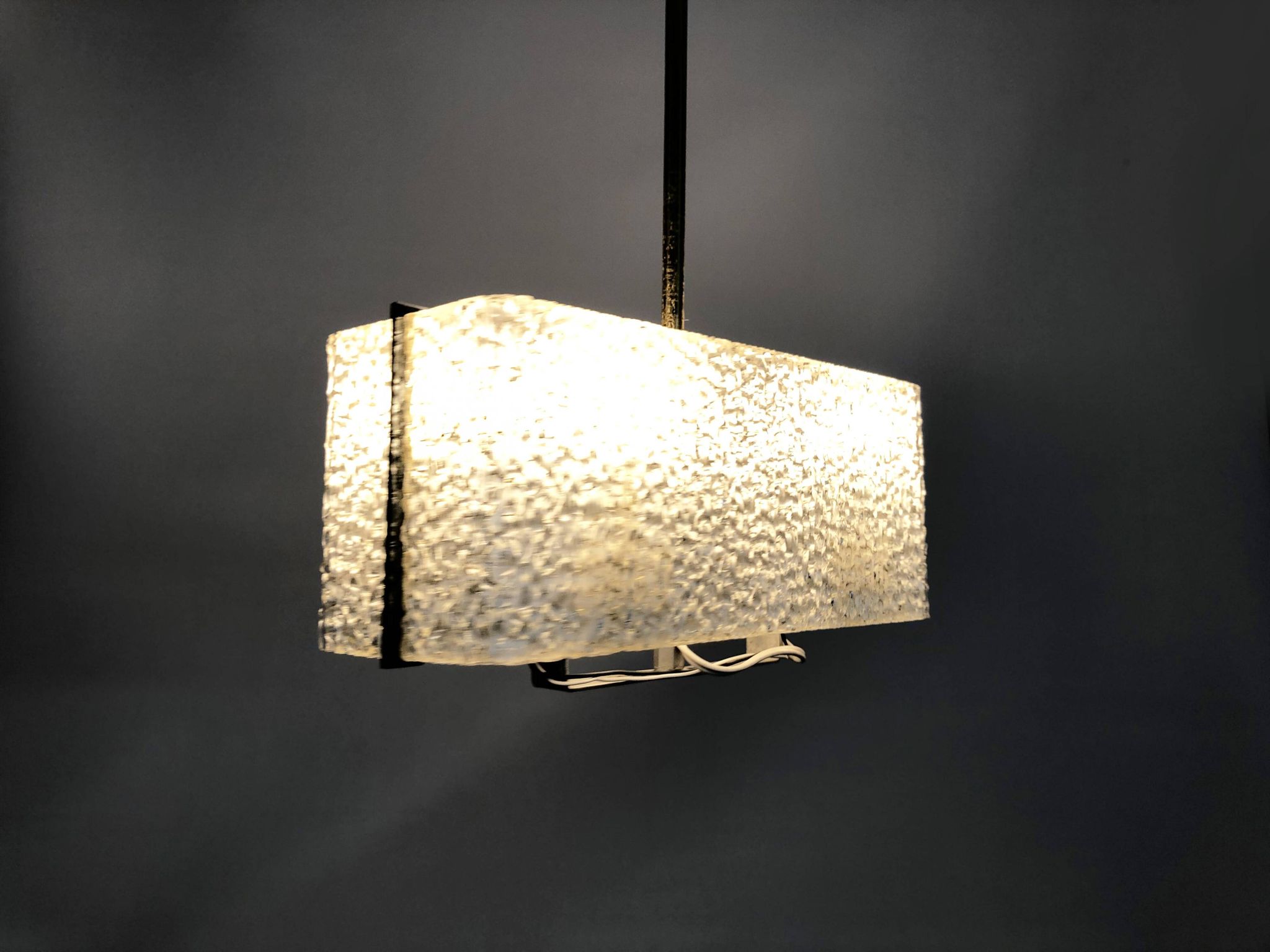 Modernist brass and perspex chandelier Maison Arlus France from the 1950s