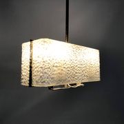 Modernist brass and perspex chandelier Maison Arlus France from the 1950s