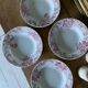 Set of 4 old plates hollow in pink iron earth, Snowball Saint-Amand