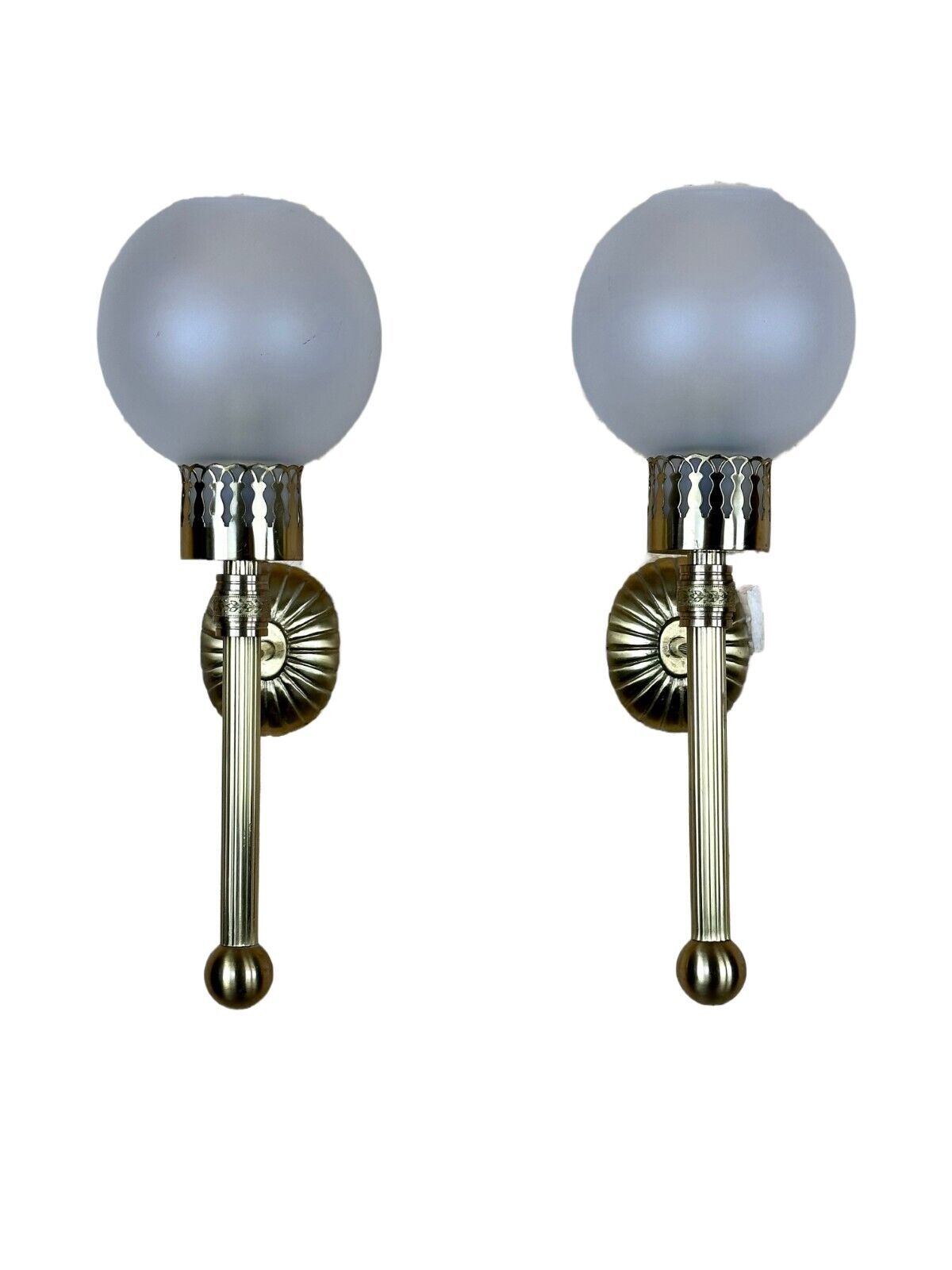 2x 60s 70s lamp light wall lamp glass & brass space age design