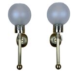 2x 6appliques murales en verre et laiton space age design