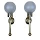 2x 60s 70s lamp light wall lamp glass & brass space age design