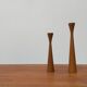 Vintage Danish teak candle holders, set of 2.