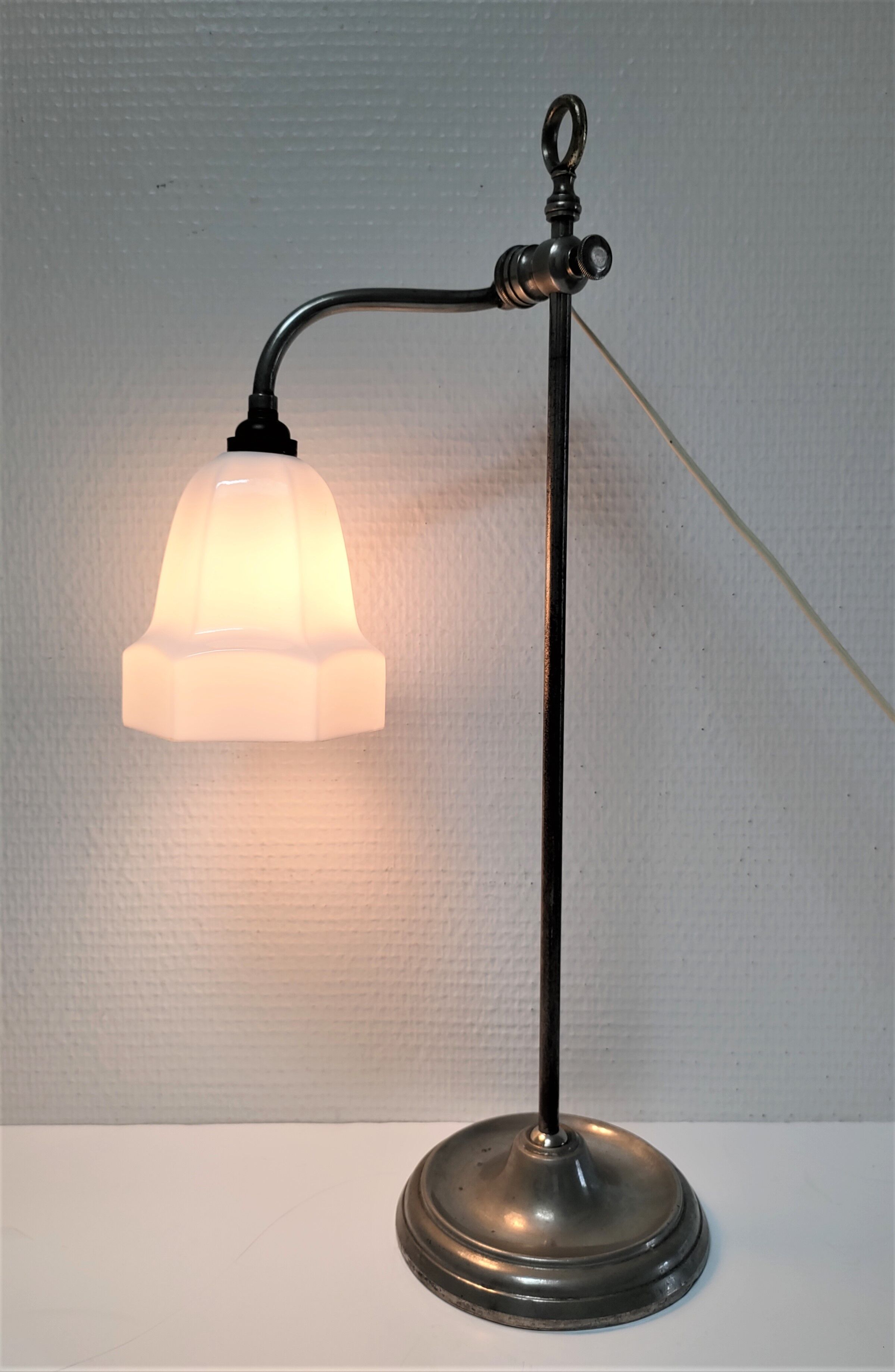 Art deco lamp silver and opaline brass