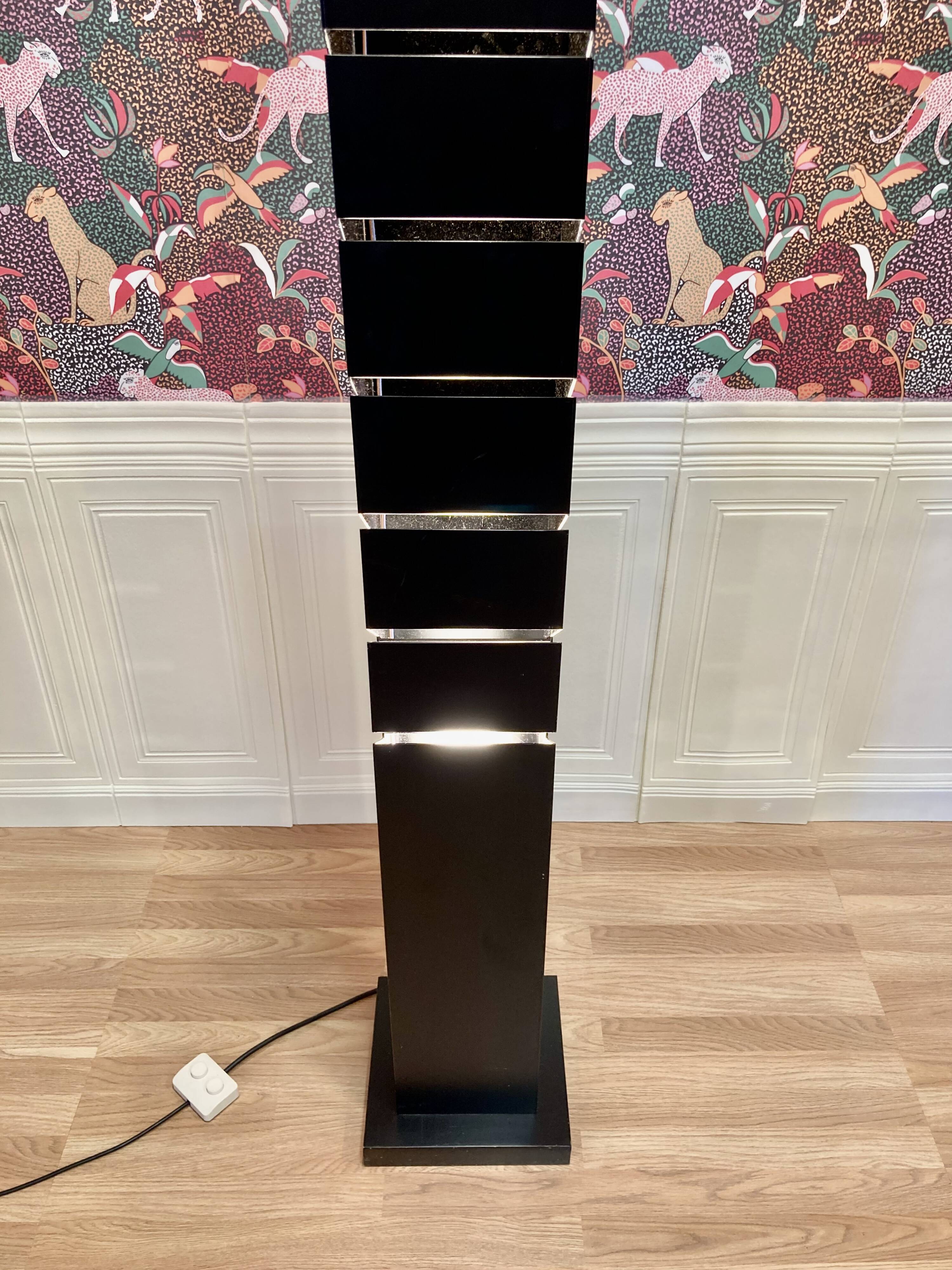 Black steel designer floor lamp 195 CM.