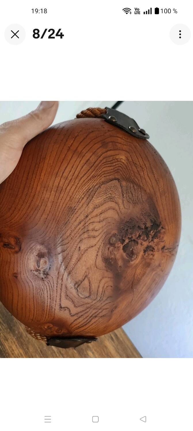 Adrien Audoux and Frida Minet rare basket in solid oak and rope