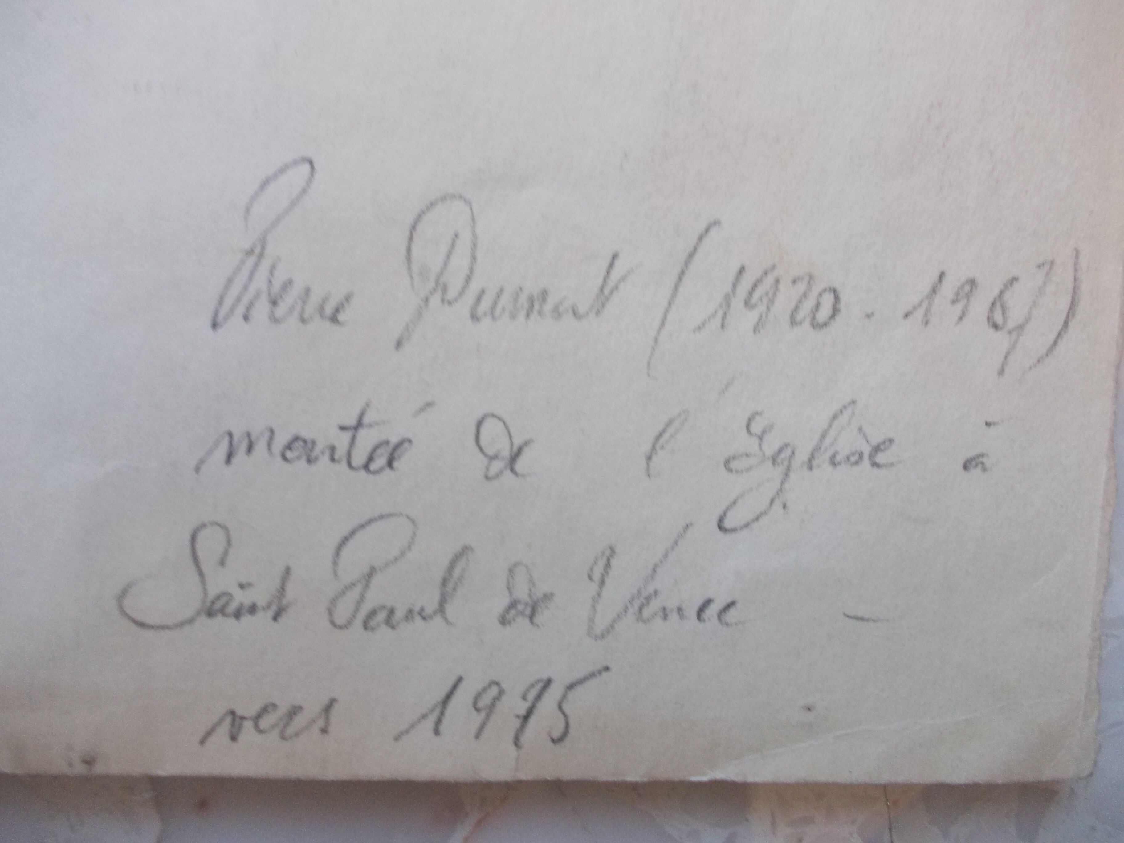 Aquarelle montée de l'eglise à st paul de vence (alpes maritimes 06) signed pierre dumont 1975, frame