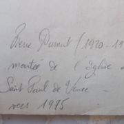 Aquarelle montée de l'eglise à st paul de vence (alpes maritimes 06) signed pierre dumont 1975, frame